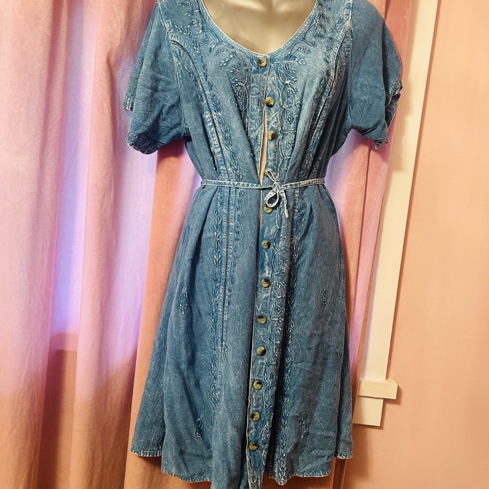 Vintage Jean Embroidery Dress